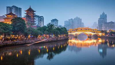 Fly nonstop to Chengdu via United or Hainan Airlines.