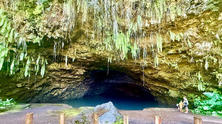 Grotte De Mara'a on the island of Tahiti looks like a set in the Jurassic Park movie.