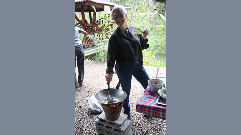 Fam attendees enjoyed unique activities such as outdoor wok cooking.