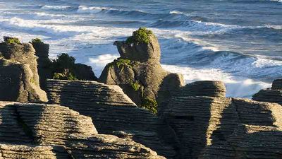 New Zealand’s limestone Punakaiki Pancake Rocks are located in Paparoa National Park, the site of the 27-mile track. // © 2016 Tourism New Zealand