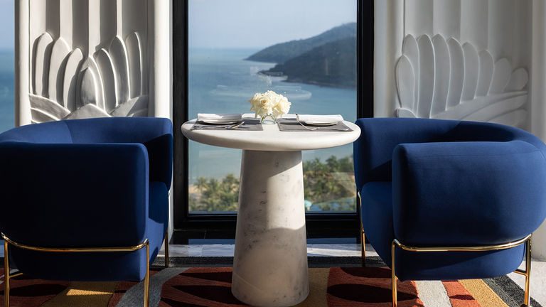 The Club Lounge at InterContinental Danang Sun Peninsula Resort in Vietnam provides stunning vistas.