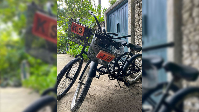 Guests at Landaa Giraavaru get their own bicycle with their initials on it.