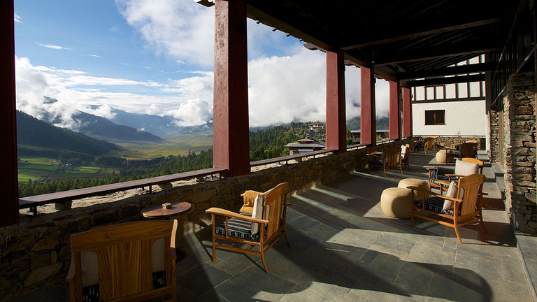 Soak up Gangtey Valley views from an open-air terrace.