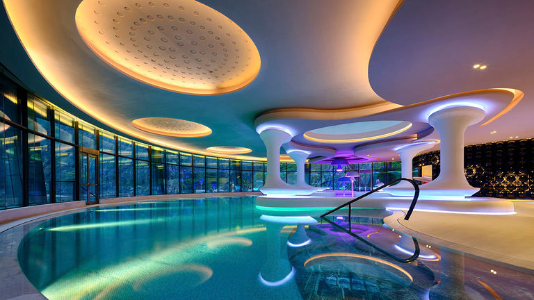 The hotel’s indoor pool