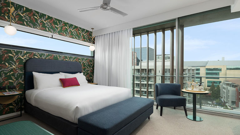 A guestroom at the new Ovolo the Valley in Brisbane