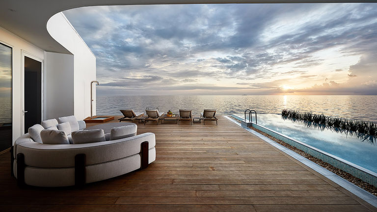 Soak in unparalleled views of the Indian Ocean from the villa’s deck.
