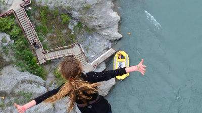 More than 400,000 people conquer New Zealand’s Kawarau Bridge Bungy, the first-ever commercial jump site. // © 2014 AJ Hackett F