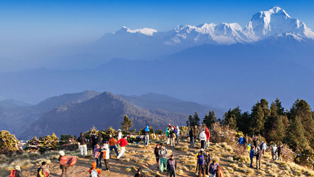 From the top of Poon Hill, trekkers enjoy exceptional views of many peaks and passes, including Dhaulagiri. // © 2015 Shutterstock