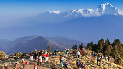 From the top of Poon Hill, trekkers enjoy exceptional views of many peaks and passes, including Dhaulagiri. // © 2015 Shutterstock