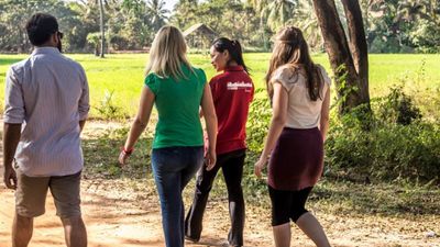 An English-speaking guide explains Cambodian ingredients and village life.