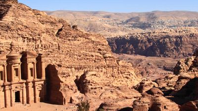 The ancient city of Petra is hidden by Jordan’s rocky terrain.