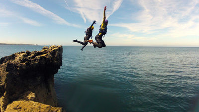 Coasteering became commercially recognized in Wales' Pembrokeshire Coast.
