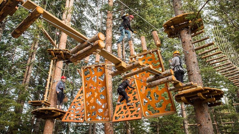 The Treeline Trail ropes course takes participants 40 feet off the ground.