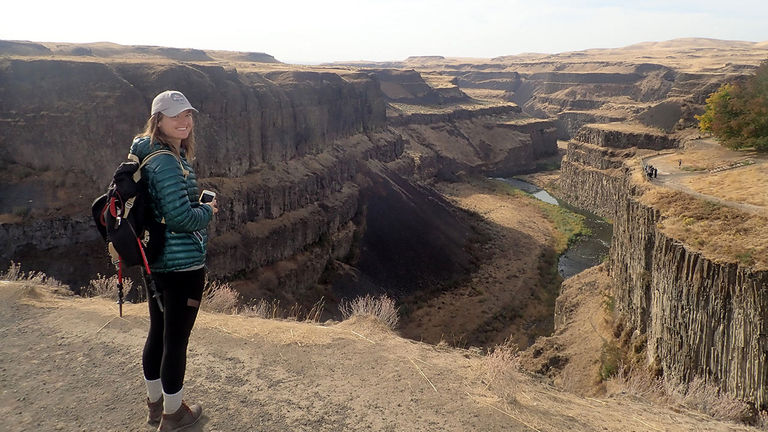 The author during a hike in Palouse Falls State Park