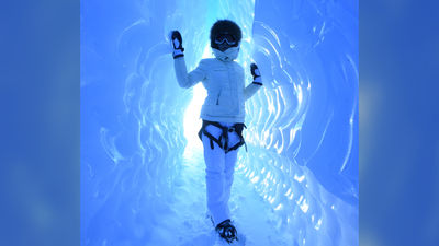 Explore ice caves on the White Continent.