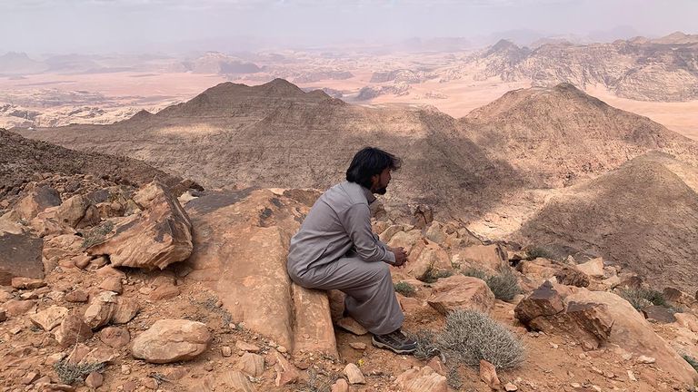 Bedouin Abu Yousef rests after a trek up to the top of Jabal Umm ad Dami, Jordan’s highest mountain.