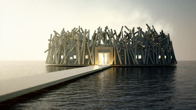 Stay in a floating cabin at Arctic Bath.