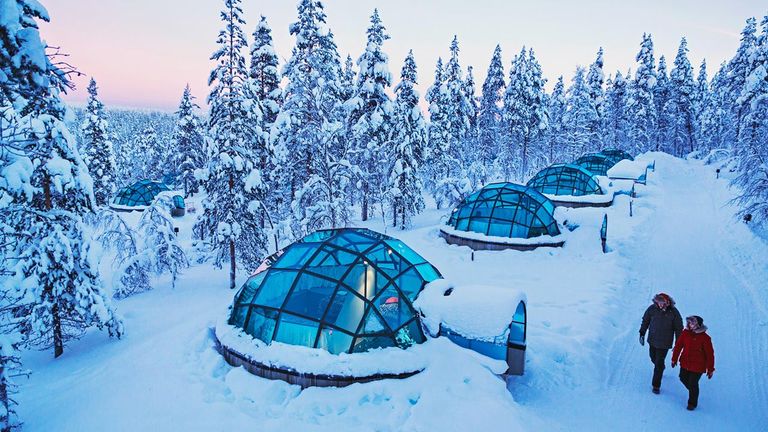 Sleep in an igloo at Kakslauttanen Arctic Resort in Finland.