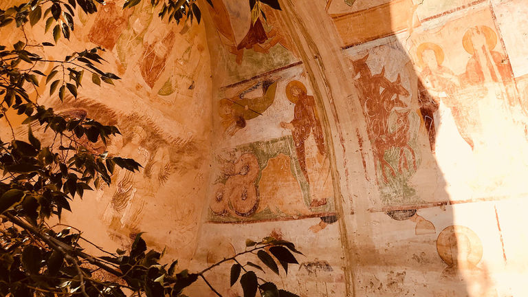 Ornate walls at David Gareja Monastery Complex