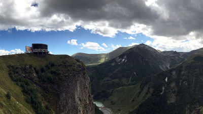 A view of Georgia’s Russia-Georgia Friendship Monument and surrounding natural beauty