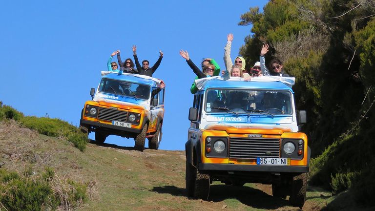 Four-wheel drive vehicles enable clients to traverse Madeira’s rugged terrain.