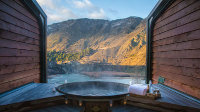 Feature image (above): Onsen Hot Pools features private, cedarwood hot tubs overlooking the Shotover River canyon. // © 2018 Onsen Hot Pools