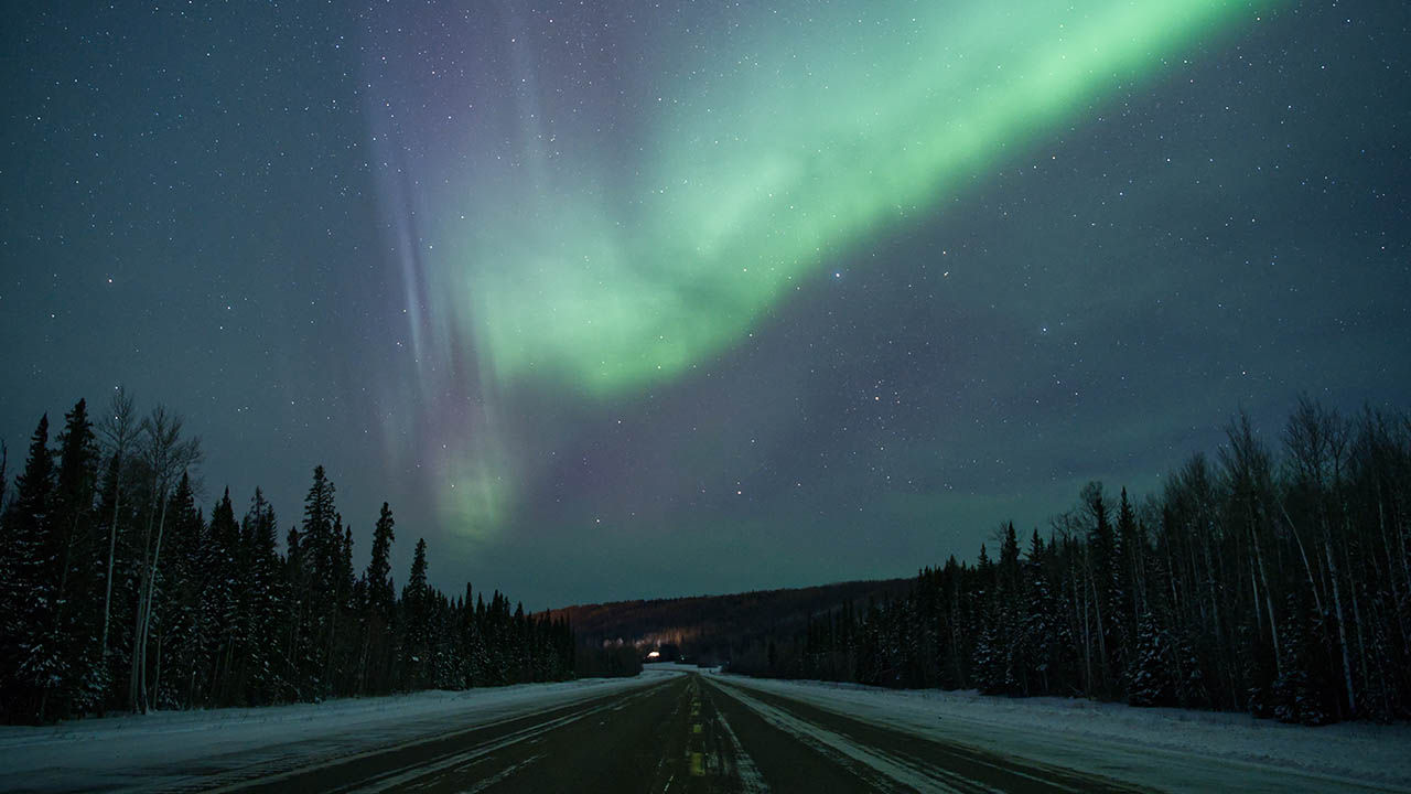 Guests may catch a glimpse of the northern lights when staying at this remote lodge.