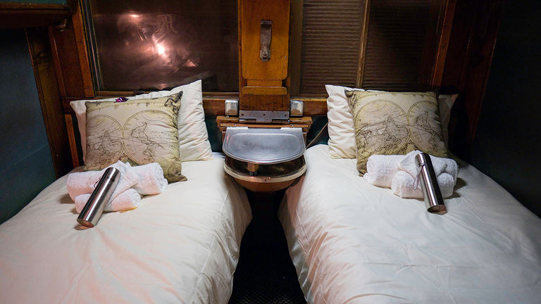 Four private carriages feature two sleepers with twin berths.