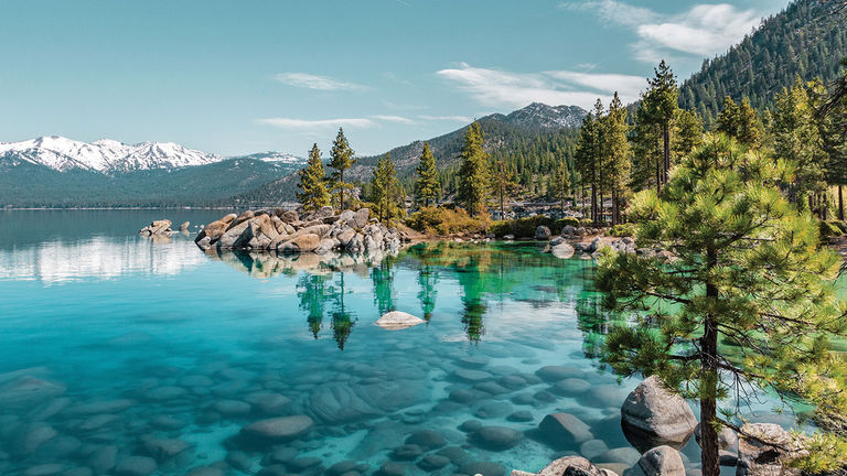 Lake Tahoe offers hiking in the Sierra Nevada range.