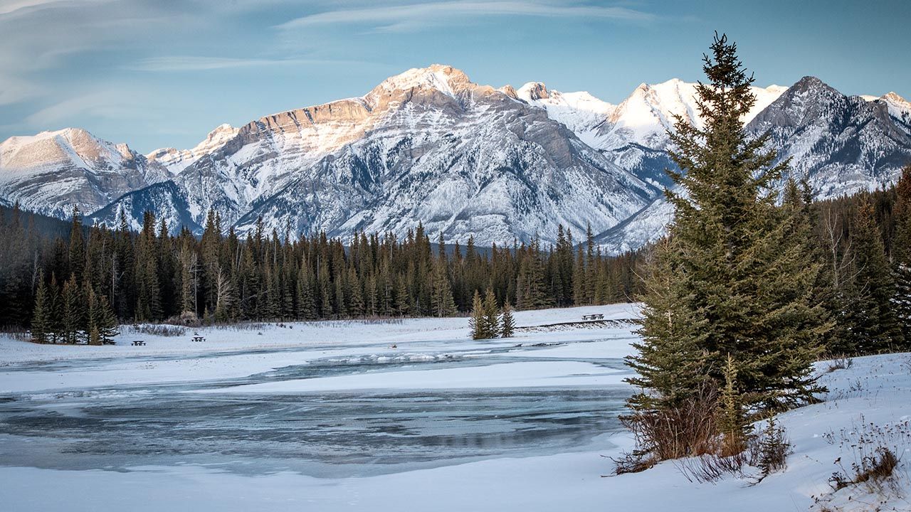 Enjoy peace and quiet during a winter visit to the Canadian Rockies.