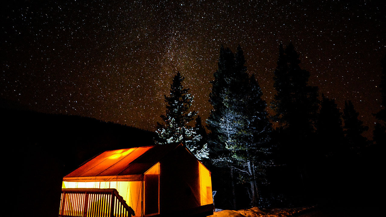 Mount Engadine Lodge offers a beautiful vantage point for stargazing in the Canadian Rockies.