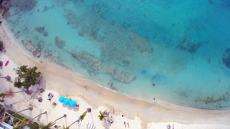 An aerial view of Secret Harbour Beach Resort in St. Thomas, the U.S. Virgin Islands