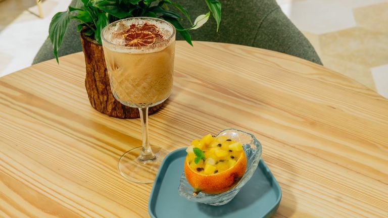 Joia Aruba by Iberostar offers a botanical menu at its Zima Rooftop Bar that features the Sea and Sand drink, made with Don Julio silver tequila, Kahlua and coconut cream.