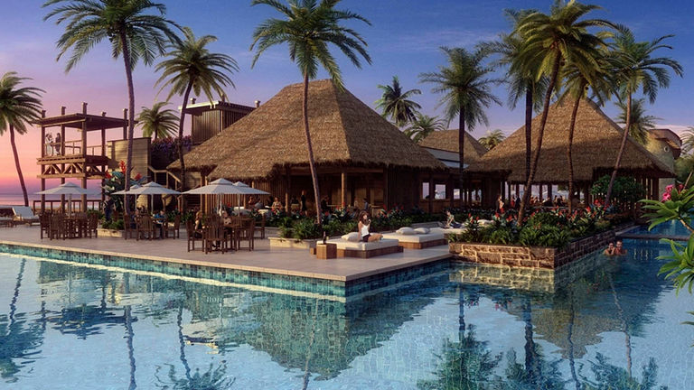 Guests can choose from five pools on property.