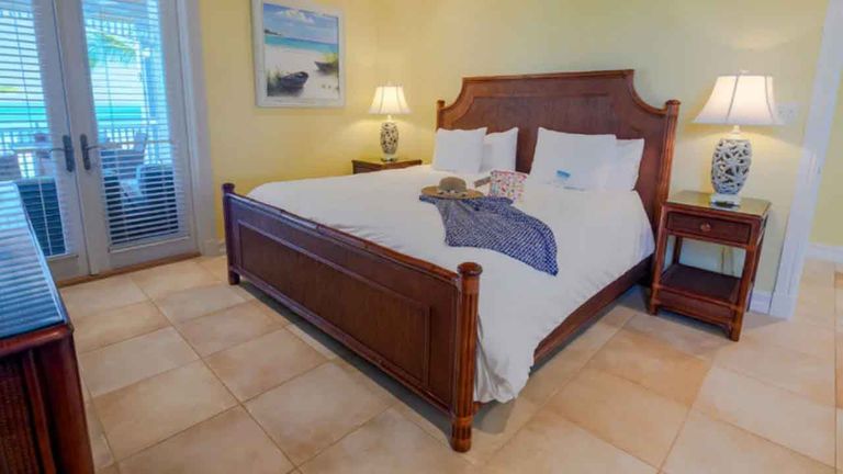 A beachfront villa room at Cape Santa Maria Resort