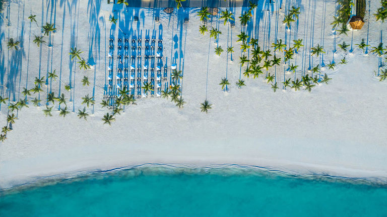The 750-room complex sits on more than 40 acres of a white-sand beach.