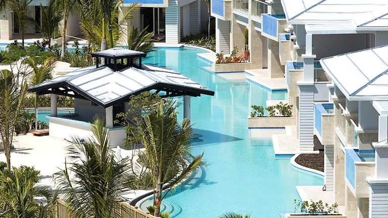 Villas buildings are in an adults-only area with a lagoon pool and the S.O.S. swim-up bar.