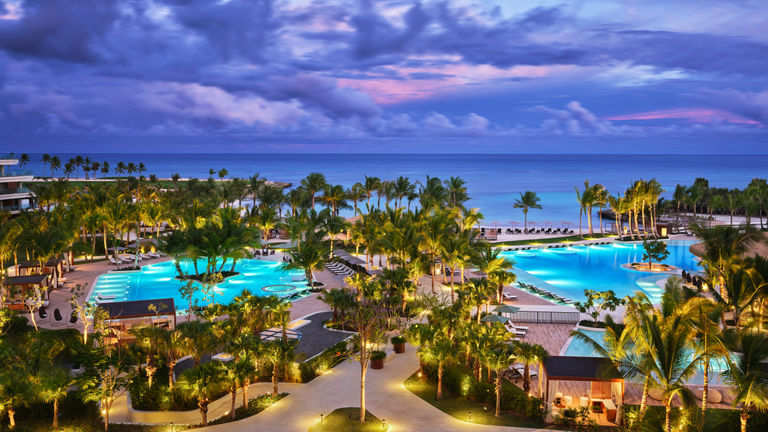 Different pools cater to adult and family travelers.