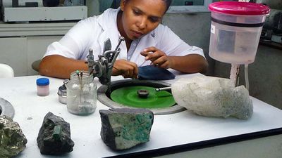 The emerald making process that takes place at the Diaz brothers’ factory.  // © 2014 Zorianna Kit