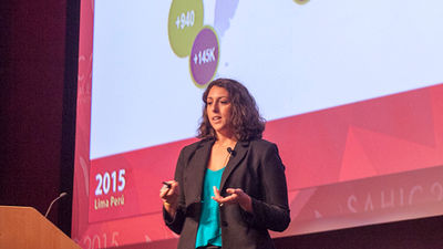 Patricia Boo, senior business development manager for Latin America at STR Global, shared insights about South America hospitality and travel. // © 2015 SAHIC