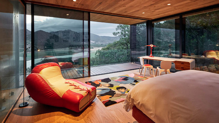 Las Letras is one of seven uniquely curated glass houses at Puro Vik, a new collection of rooms at Vik Chile.