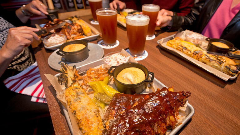 Don’t miss a pig-out meal at Pig & Anchor, where the barbecue is served fresh from the on-site specialty smoker.