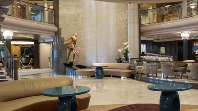 A waterfall is one among many transformations to Crystal Plaza. // © 2014 Crystal Cruises 2