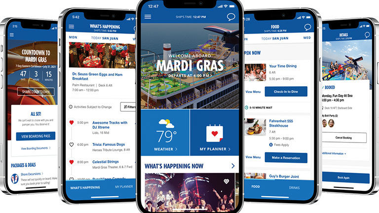 The Carnival Cruise Line HUB App now has several new features, including virtual queuing.