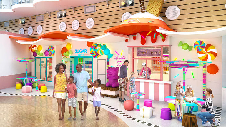 Oasis and Allure will feature the colorful candy and ice-cream shop Sugar Beach.