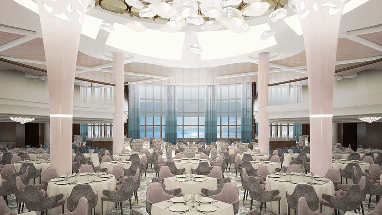 The main dining room, along with the buffet, bars and lounges, will be redesigned in lighter tones.