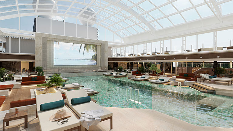 An indoor pool will feature a retractable glass roof.