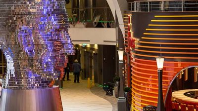 Royal Caribbean’s Harmony of the Seas features a 5-ton metallic human head sculpture by Czech artist David Cerny. // © 2016 Royal Caribbean Cruises Ltd.