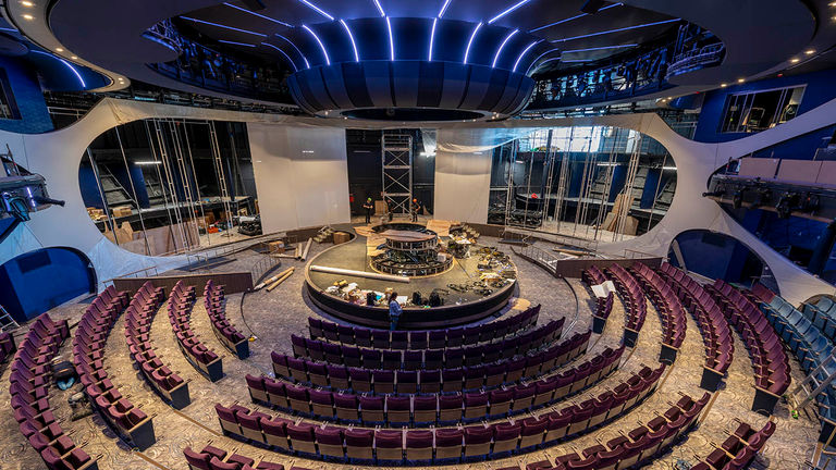 The ship’s theater, still under construction, will be highly immersive.