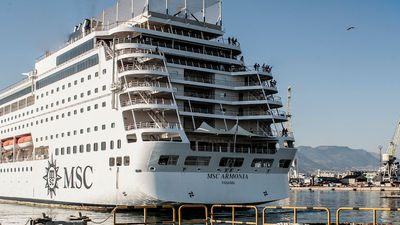 Armonia’s renovation is underway at the Fincantieri shipyard in Palermo, Sicily. // © 2014 MSC Cruises